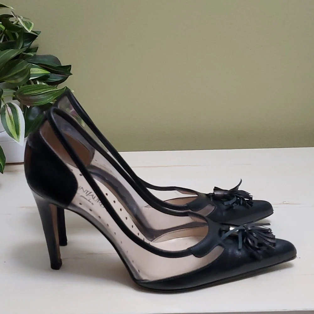 Yves Saint Laurent | Rive Gauche Black Leather Pumps With Tassels Sz 38